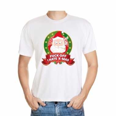 Foute kerstmis shirt wit fuck off i hate x-mas voor mannen