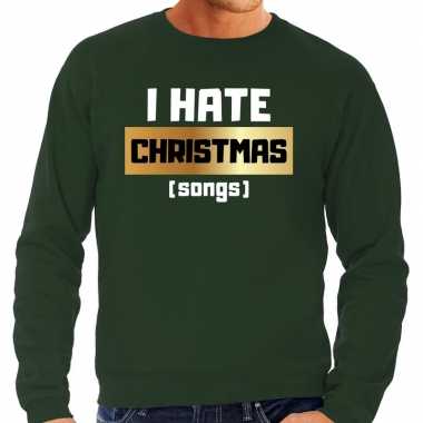 Groene foute kersttrui / sweater i hate christmas songs / haat kerstliedjesvoor heren