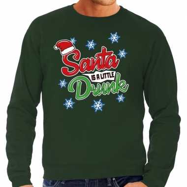 Groene foute kersttrui / sweater santa is a little drunk voor heren