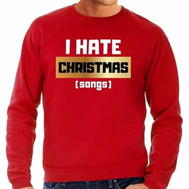 Rode foute kersttrui / sweater i hate christmas songs / haat kerstliedjesvoor heren