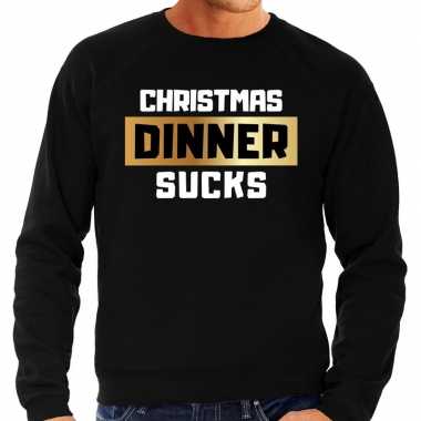 Zwarte foute kersttrui / sweater christmas dinner / kerstdiner sucks voor heren