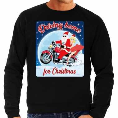 Zwarte foute kersttrui / sweater driving home for christmas voor motorfans voor heren