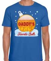 Blauw fout kerstshirt t shirt daddy his favorite balls met bierprint voor heren
