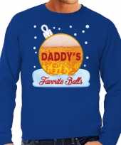 Blauwe foute kerstsweater trui daddy his favorite balls met bier print voor heren