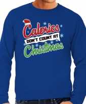 Blauwe foute kersttrui sweater calorieen tellen niet tijdens kerst voor heren