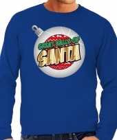 Blauwe foute kersttrui sweater great balls of santa voor heren