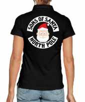 Fout kerst polo shirt sons of santa north polezwart voor dames
