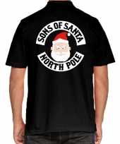 Fout kerst polo shirt sons of santa north polezwart voor heren