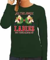 Foute kerstborrel sweater all the jingle ladies groen voor dames