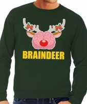 Foute kersttrui braindeer groen voor heren