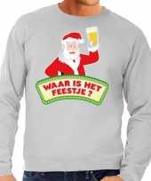 Foute kersttrui grijs waar is het feestje voor heren