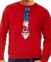 Foute kersttrui stropdas met kerstman print rood voor heren