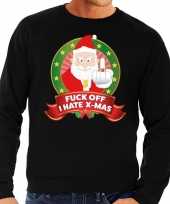 Foute kersttrui zwart fuck off i hate x mas voor heren
