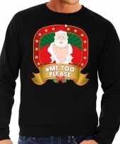 Foute kersttrui zwart hashtag me too please voor heren