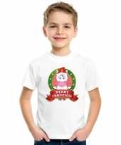 Witte kerst t shirt voor kinderen met eenhoorn