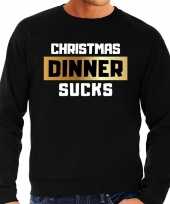 Zwarte foute kersttrui sweater christmas dinner kerstdiner sucks voor heren
