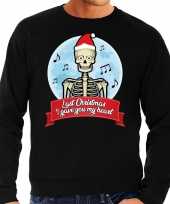 Zwarte foute kersttrui sweater last christmas i gave you my heart voor heren
