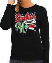 Zwarte foute kersttrui sweater santa his favorite ho voor dames