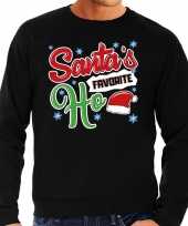 Zwarte foute kersttrui sweater santa his favorite ho voor heren