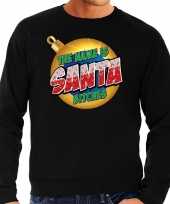 Zwarte foute kersttrui sweater the name is santa bitches voor heren