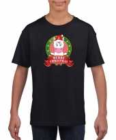 Zwarte kerst t shirt voor kinderen met eenhoorn